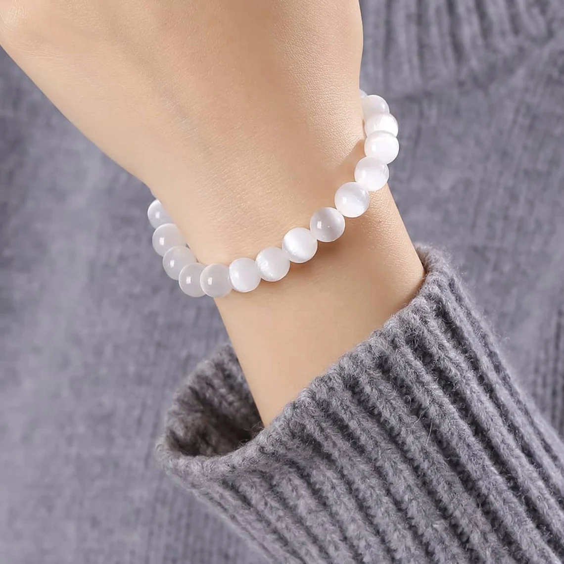 Selenite Bracelet - For Inner Bliss and Metal Clarity
