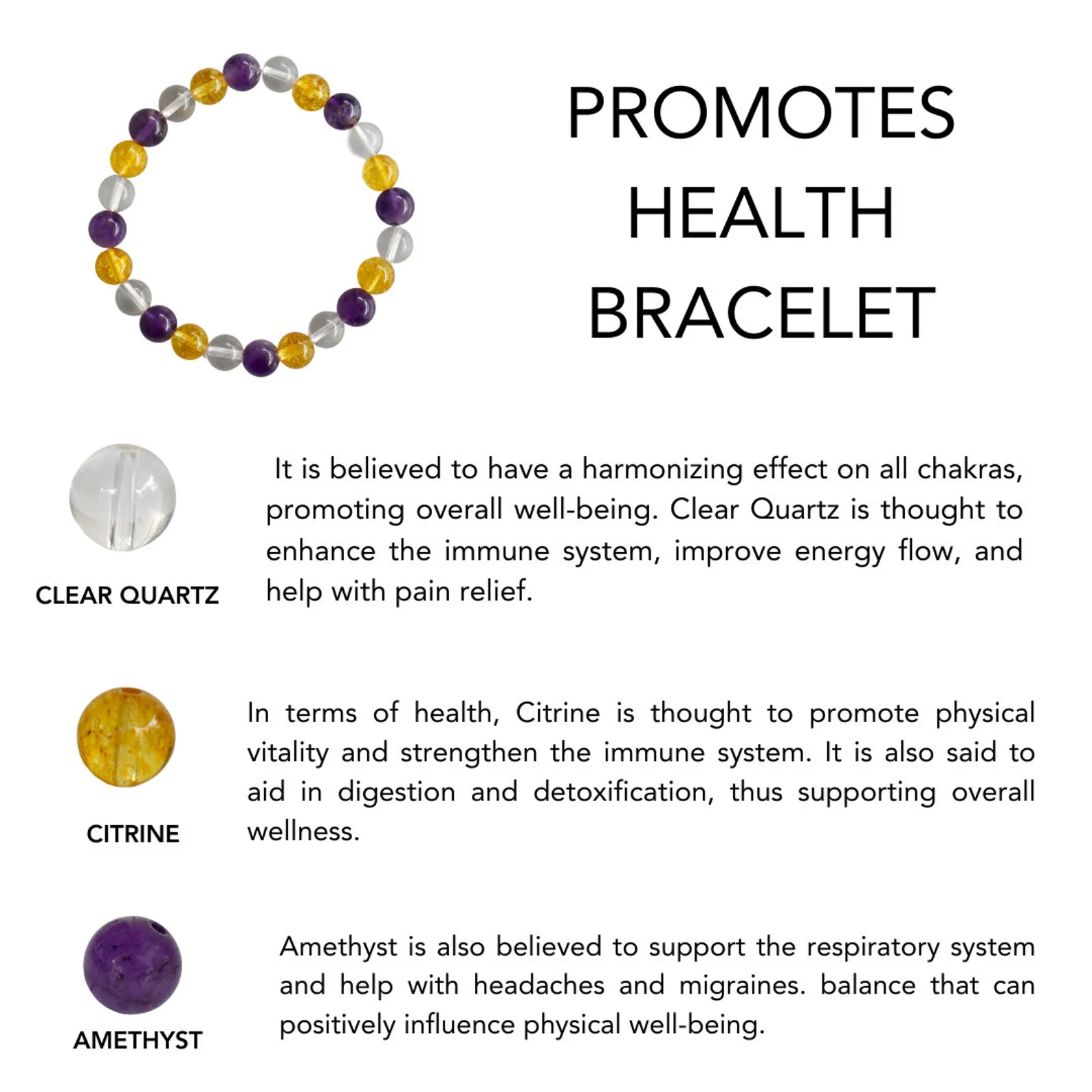 Promotes HEALTH Crystal Bracelet