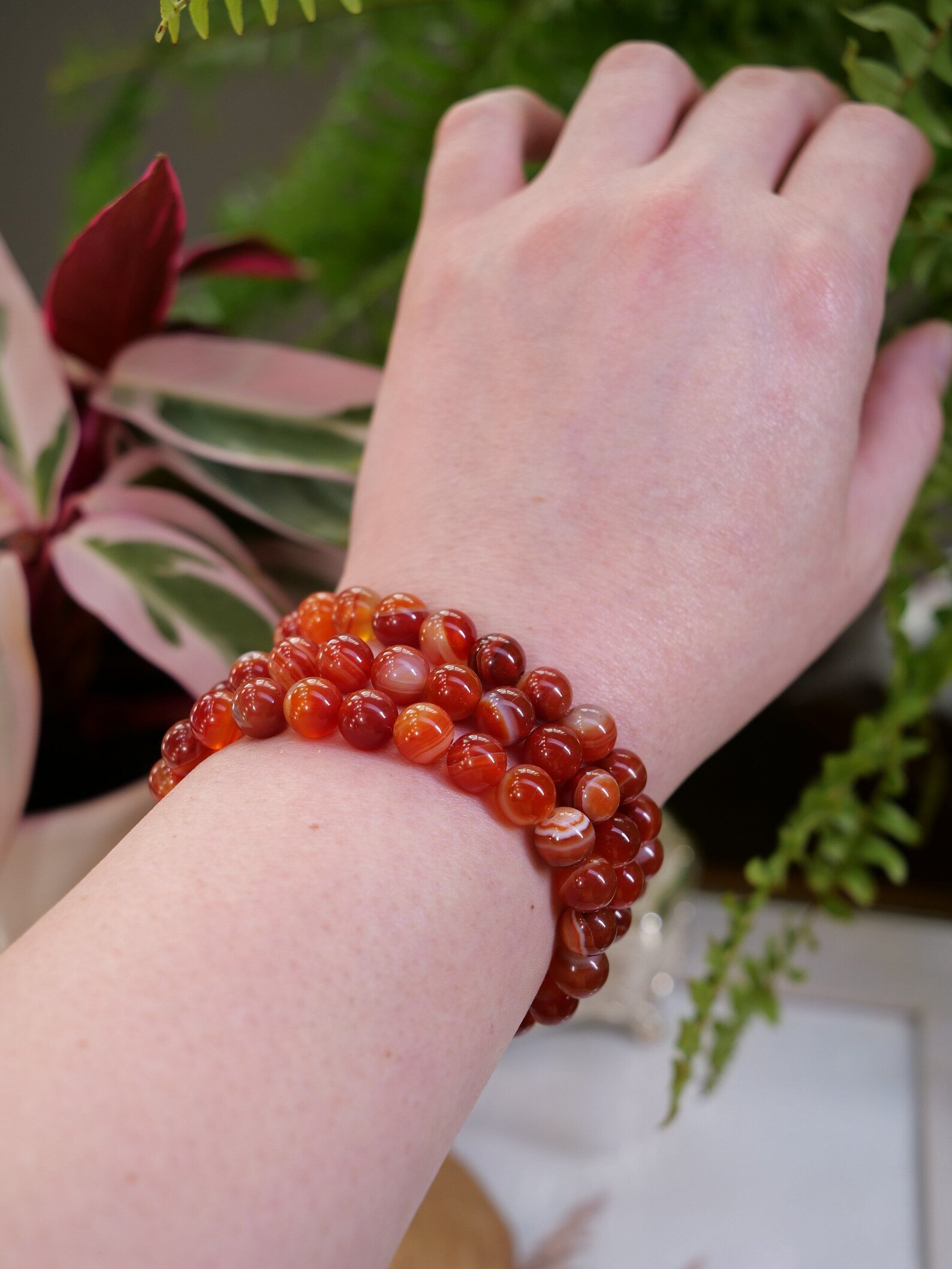 Red Banded Agate Onyx Bracelet