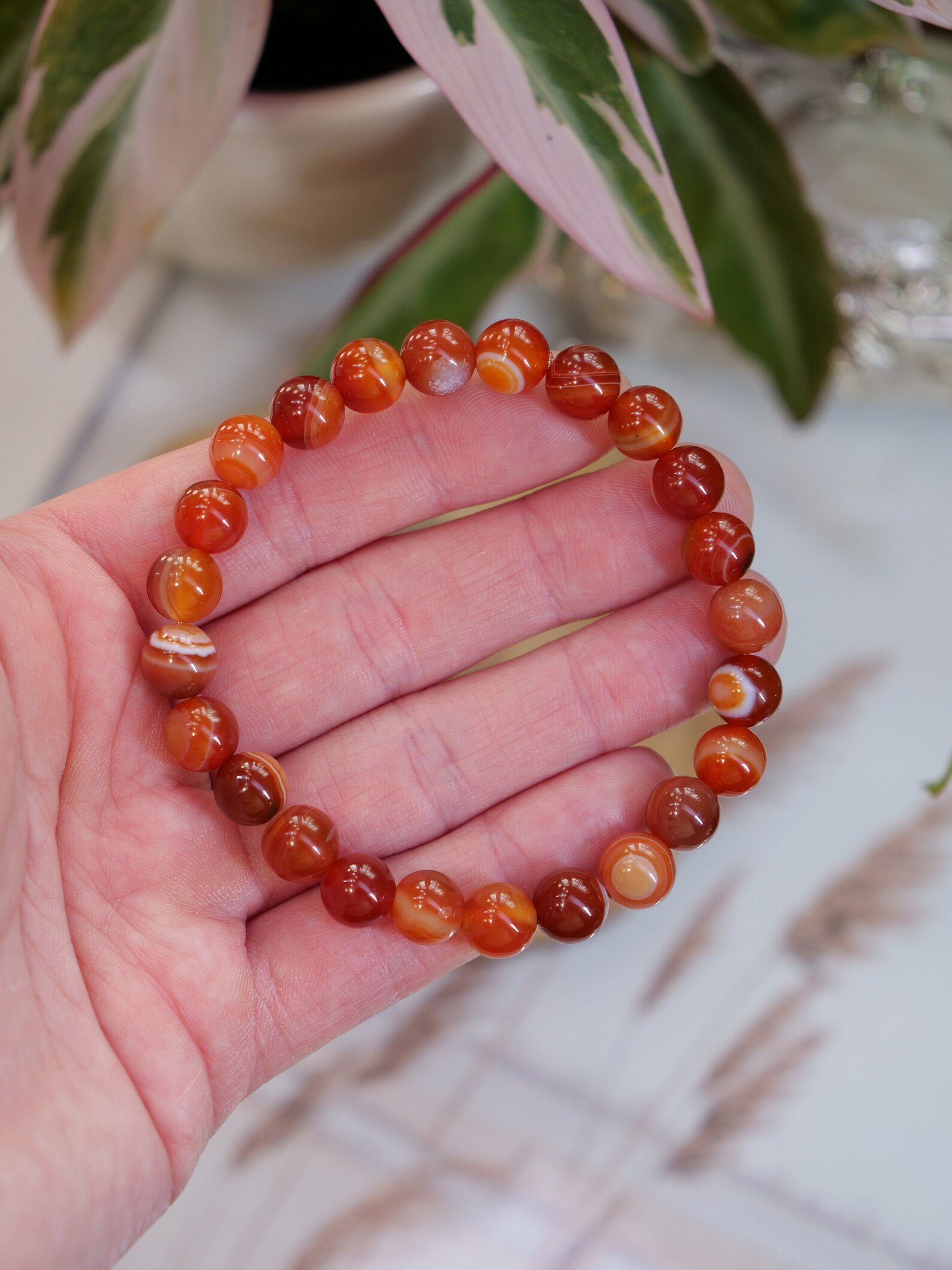 Red Banded Agate Onyx Bracelet