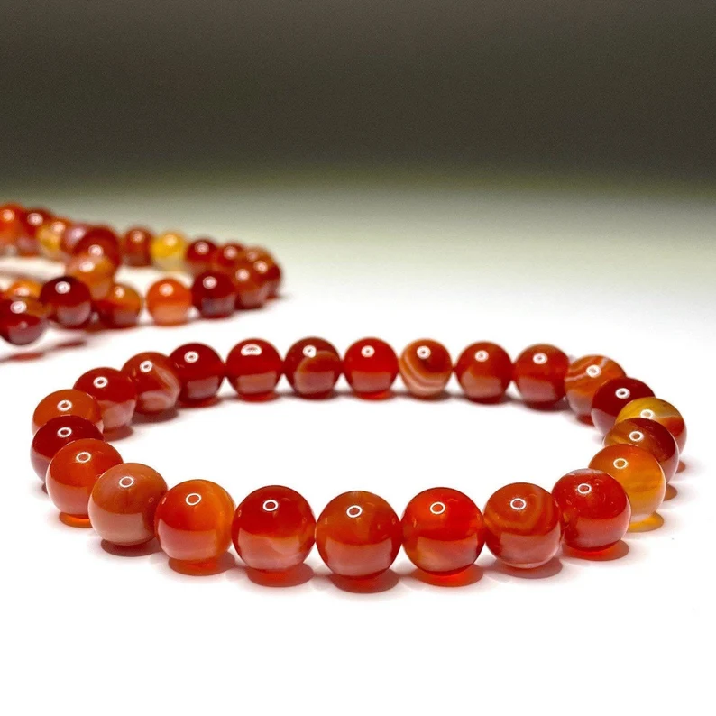 Red Banded Agate Onyx Bracelet